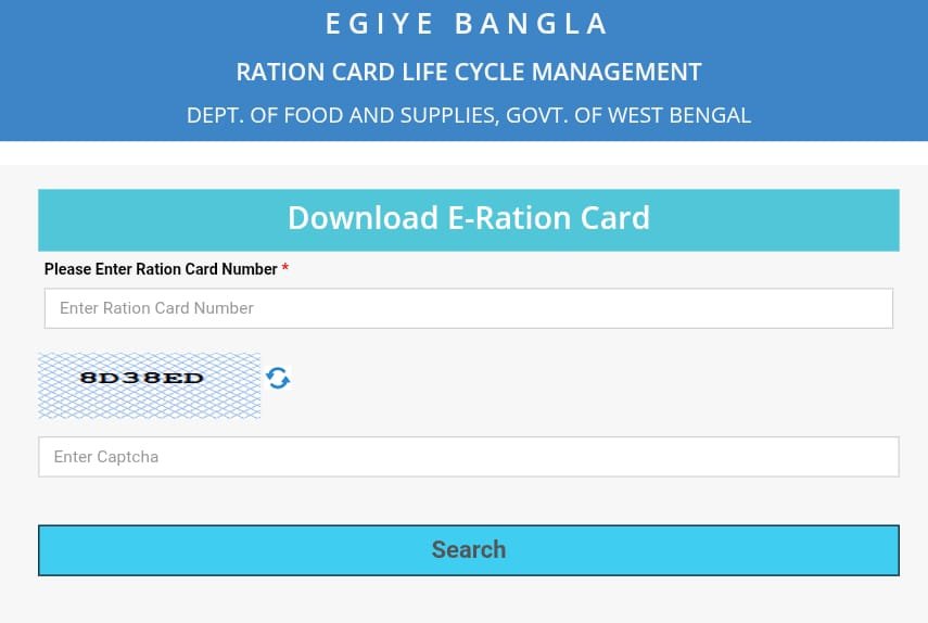 e Ration Card Download Online West Bengal